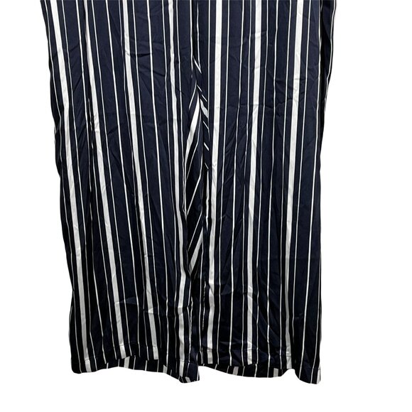 H and M Pants Womens Plus Size 24 Satin Wide Leg High Rise Blue Striped Casual - Picture 3 of 12